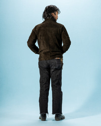 Y'2 Leather Y'2 x S&S Steer Suede Collared Single Riders Jacket (TR-65 Custom) - Olive - Standard & Strange
