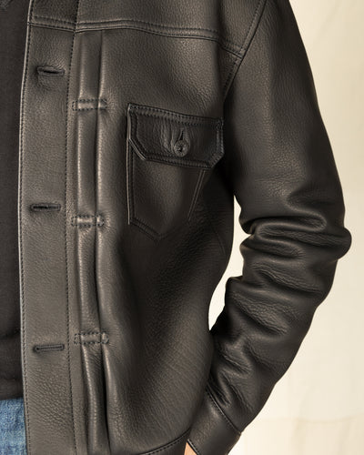 Y'2 Leather Deer Skin 1st Type Jacket - 25th Anniversary Limited - Black (DB-140-25SP) - Standard & Strange