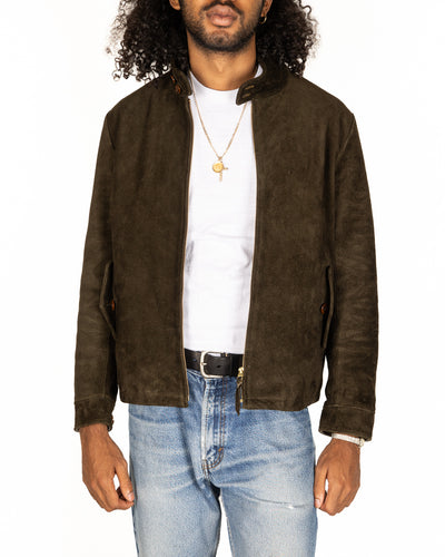 Y'2 Leather Steer Suede Swing Top Jacket - Olive (TB-148) - Standard & Strange
