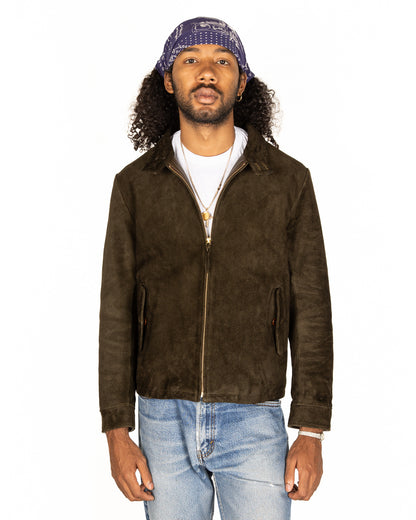 Y'2 Leather Steer Suede Swing Top Jacket - Olive (TB-148) - Standard & Strange
