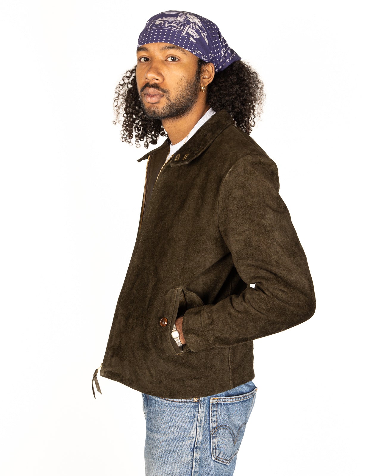 Y'2 Leather Steer Suede Swing Top Jacket - Olive (TB-148) - Standard & Strange