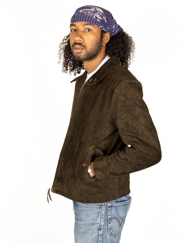 Y'2 Leather Steer Suede Swing Top Jacket - Olive (TB-148) - Standard & Strange