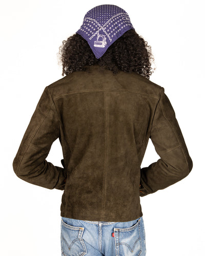 Y'2 Leather Steer Suede Swing Top Jacket - Olive (TB-148) - Standard & Strange