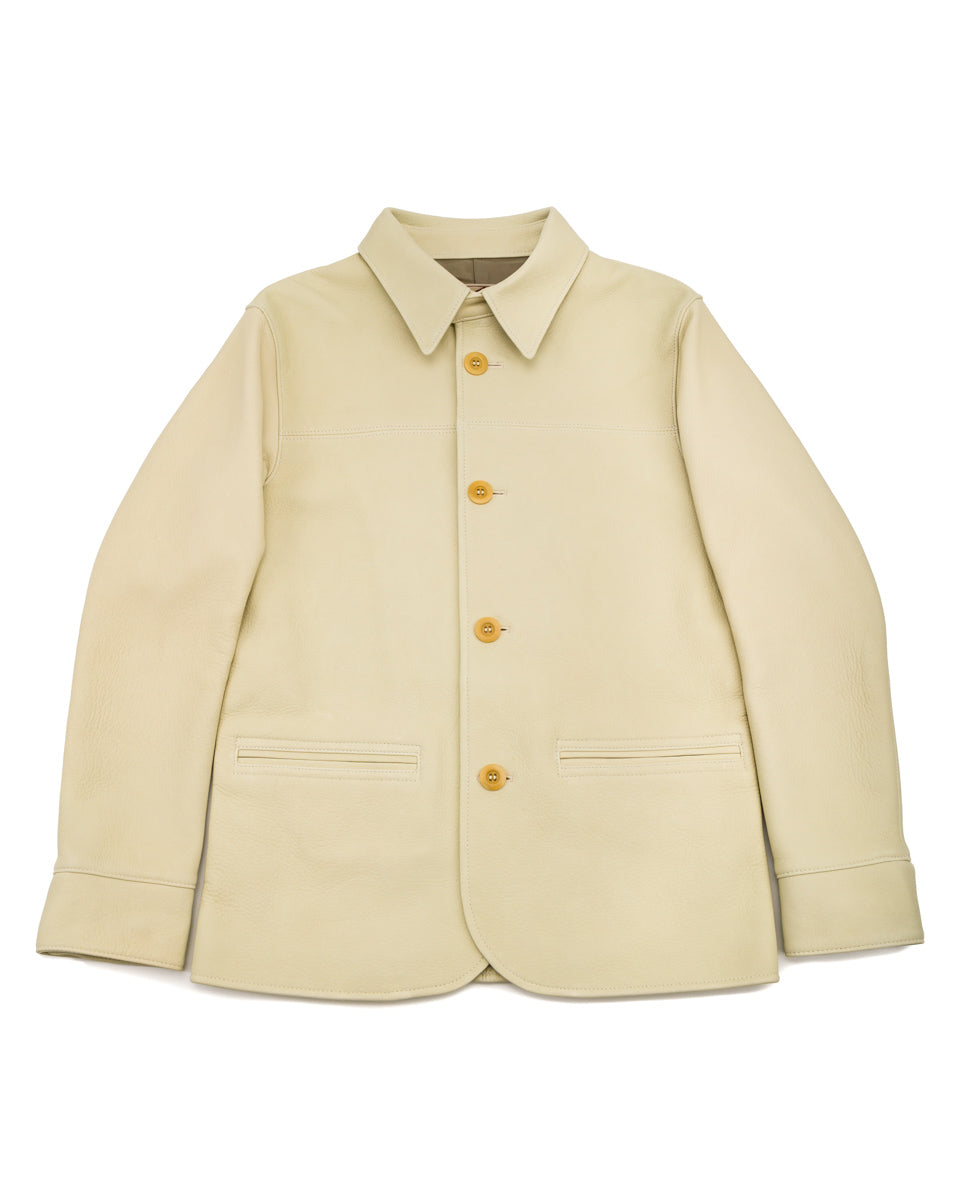 Y'2 Leather Deerskin Rounded Hem Car Coat (DC-76-C Spring Edition) - Cream - Standard & Strange