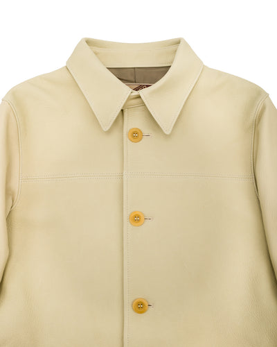 Y'2 Leather Deerskin Rounded Hem Car Coat (DC-76-C Spring Edition) - Cream - Standard & Strange
