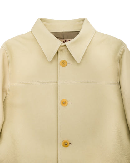 Y'2 Leather Deerskin Rounded Hem Car Coat (DC-76-C Spring Edition) - Cream - Standard & Strange
