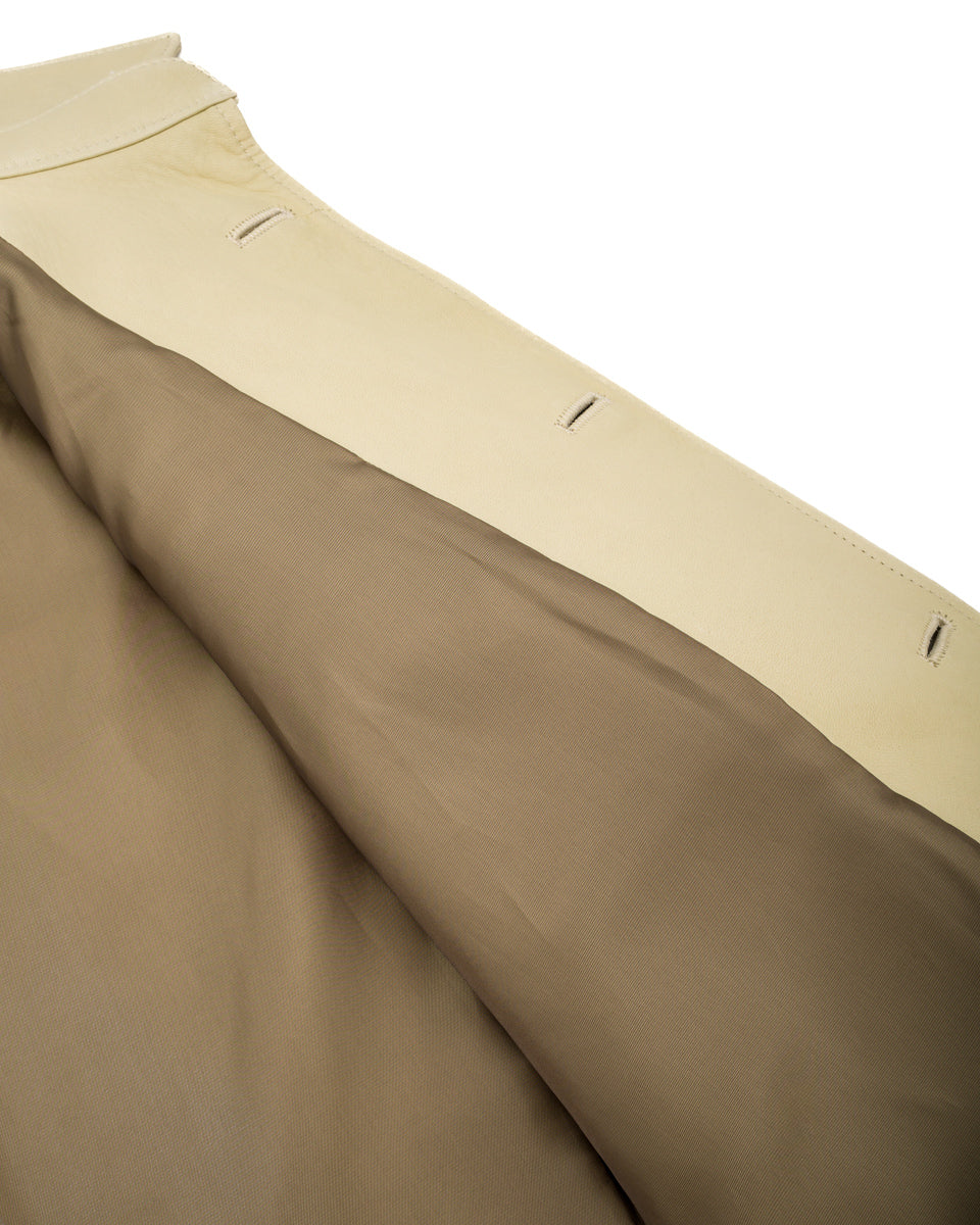 Y'2 Leather Deerskin Rounded Hem Car Coat (DC-76-C Spring Edition) - Cream - Standard & Strange