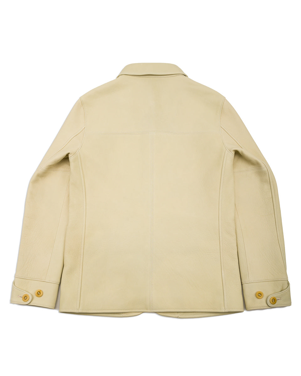 Y'2 Leather Deerskin Rounded Hem Car Coat (DC-76-C Spring Edition) - Cream - Standard & Strange