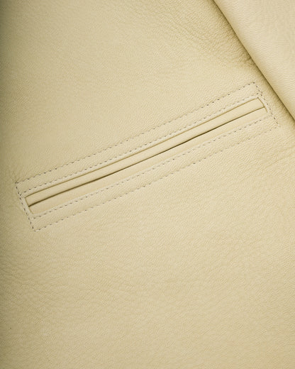 Y'2 Leather Deerskin Rounded Hem Car Coat (DC-76-C Spring Edition) - Cream - Standard & Strange
