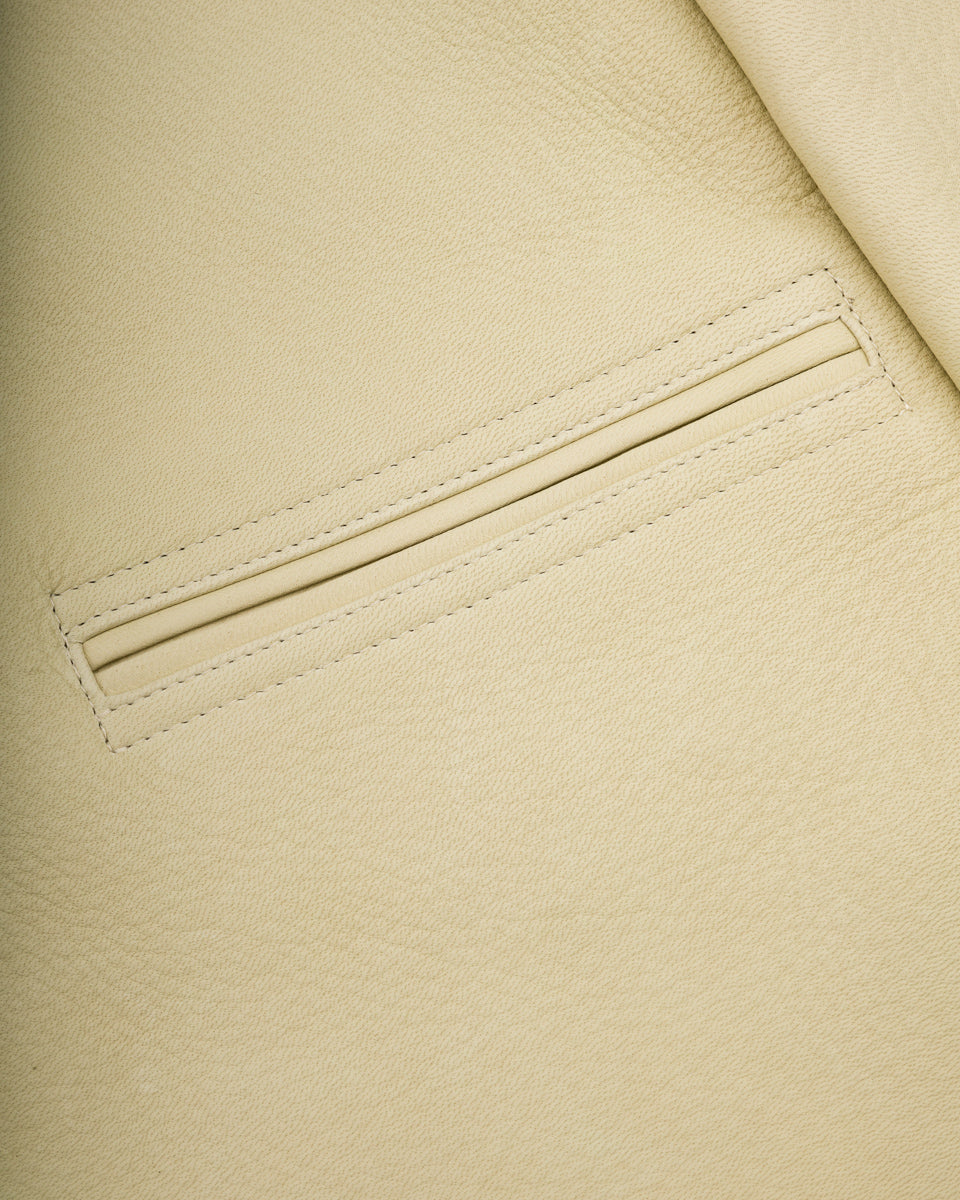 Y'2 Leather Deerskin Rounded Hem Car Coat (DC-76-C Spring Edition) - Cream - Standard & Strange