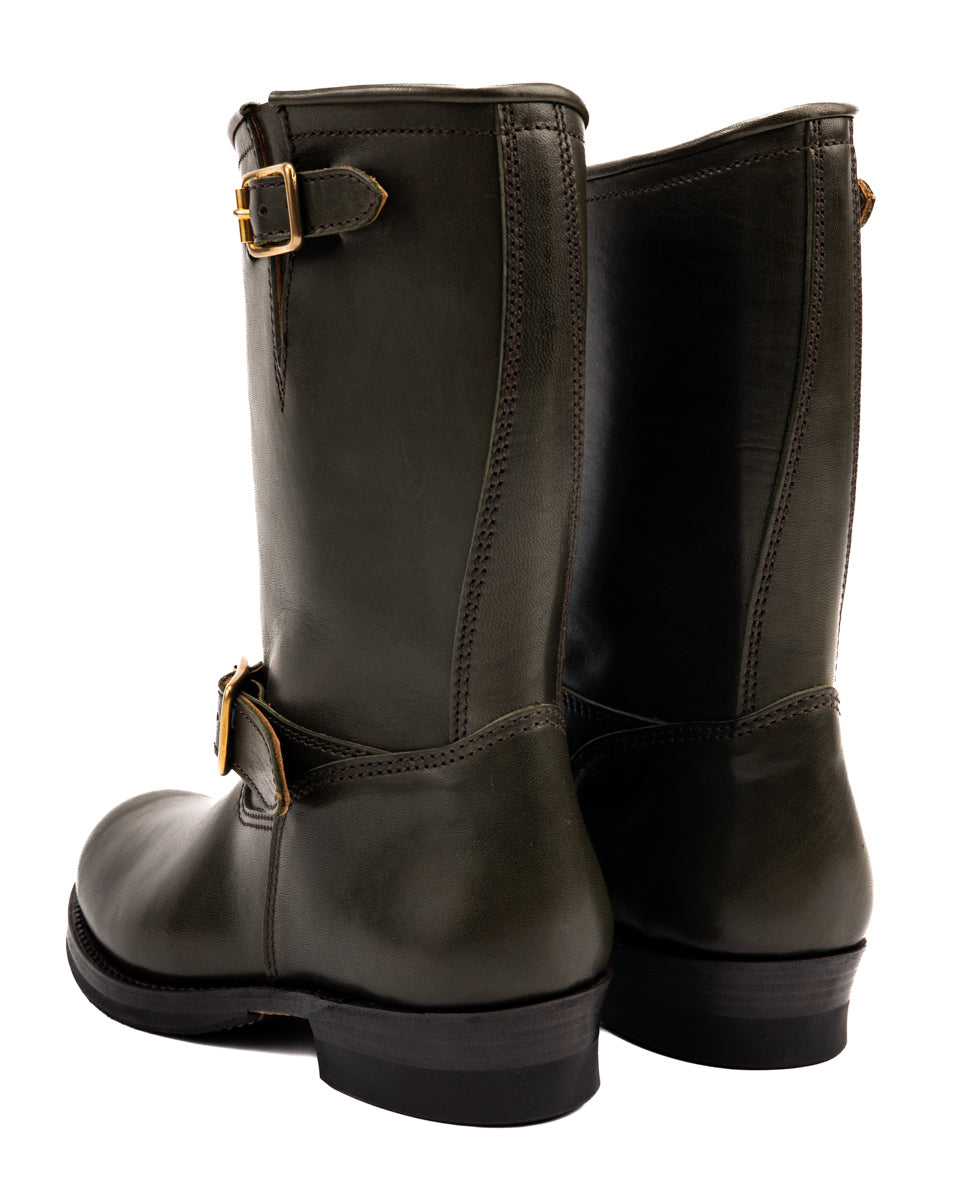 Y'2 Leather Engineer Boot - Olive Eco Horse (EB-01) - Standard & Strange