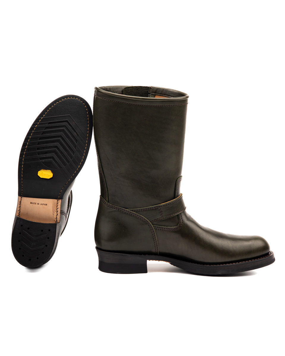 Y'2 Leather Engineer Boot - Olive Eco Horse – Standard & Strange