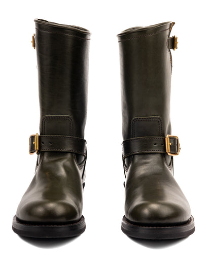 Y'2 Leather Engineer Boot - Olive Eco Horse (EB-01) - Standard & Strange