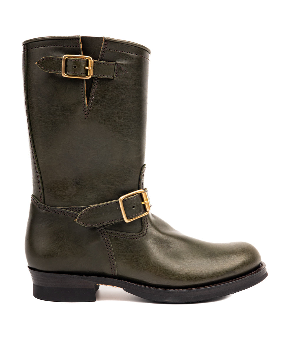 Y'2 Leather Engineer Boot - Olive Eco Horse (EB-01) - Standard & Strange