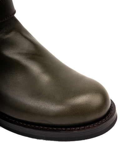 Y'2 Leather Engineer Boot - Olive Eco Horse (EB-01) - Standard & Strange