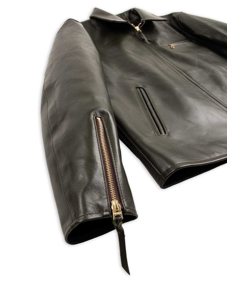 Y'2 Leather Lightweight Vintage Horsehide Single Riders Jacket (PR-65) - Olive - Standard & Strange