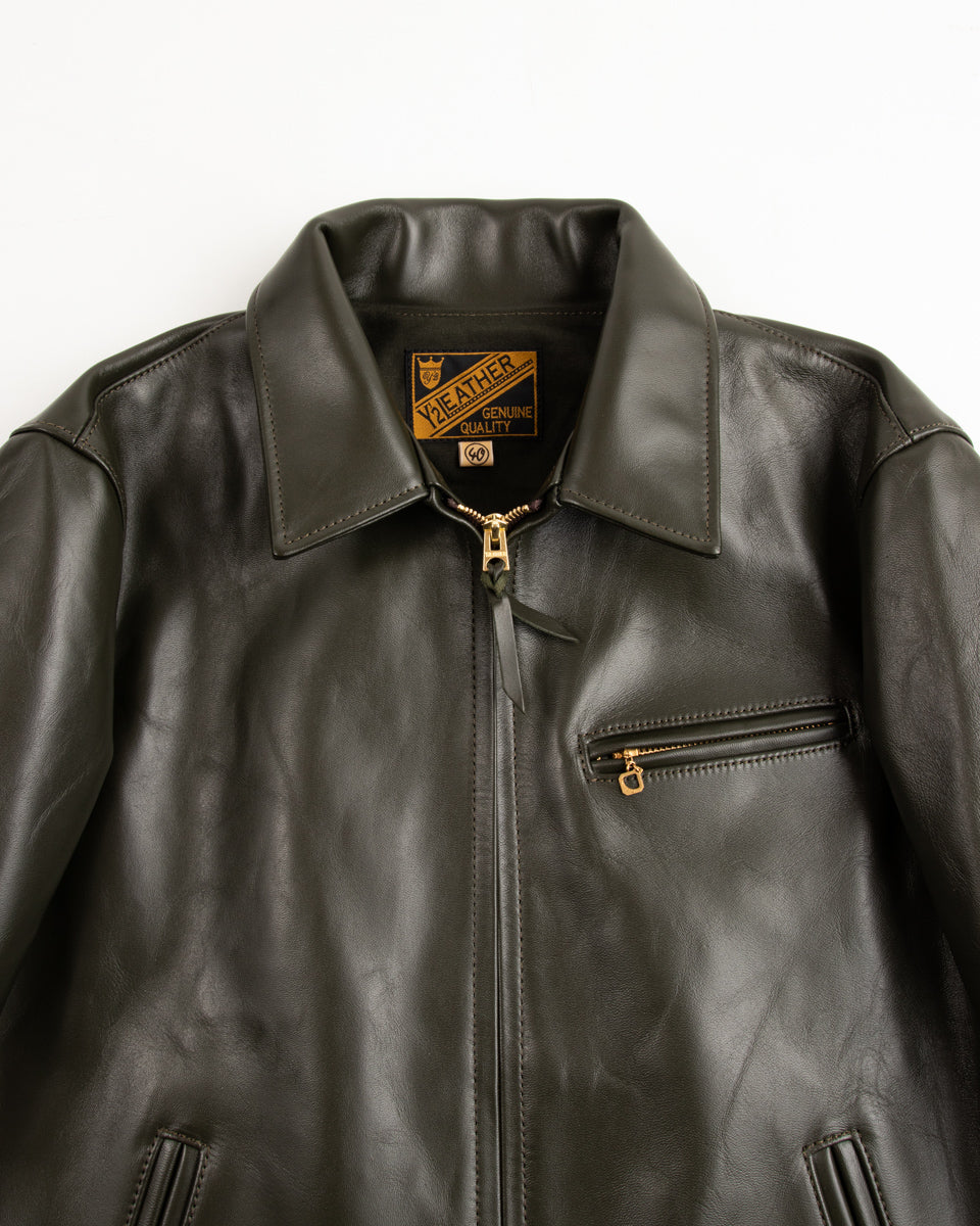 Y'2 Leather Lightweight Vintage Horsehide Single Riders Jacket (PR-65) - Olive - Standard & Strange