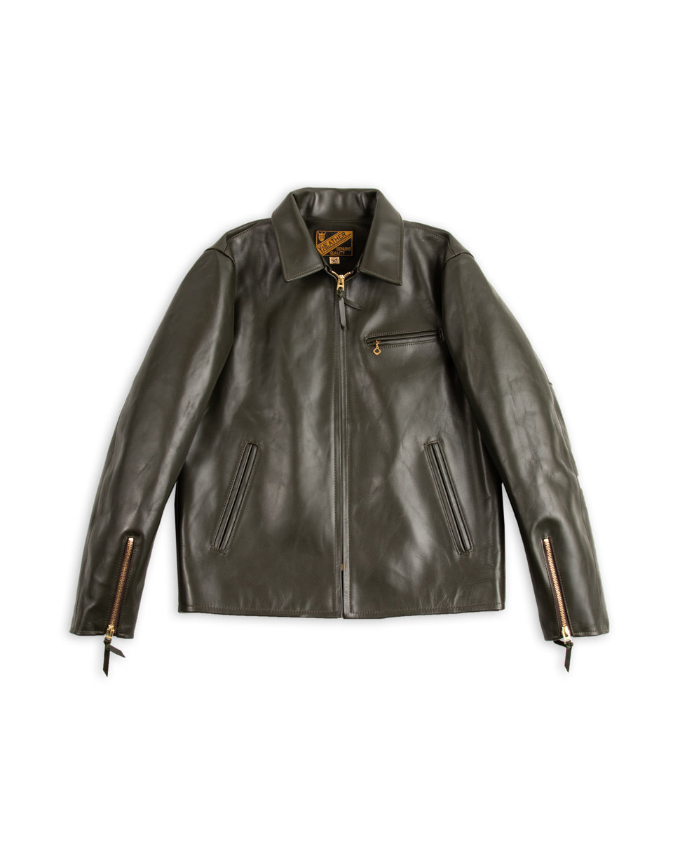 Y'2 Leather Lightweight Vintage Horsehide Single Riders Jacket (PR-65) - Olive - Standard & Strange