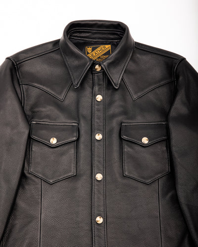 Y'2 Leather Steer Oil Western Shirt - Black (SS-13) - Standard & Strange