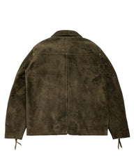 Y'2 Leather Steer Suede Collared Single Riders Jacket (TR-65) - Olive - Standard & Strange