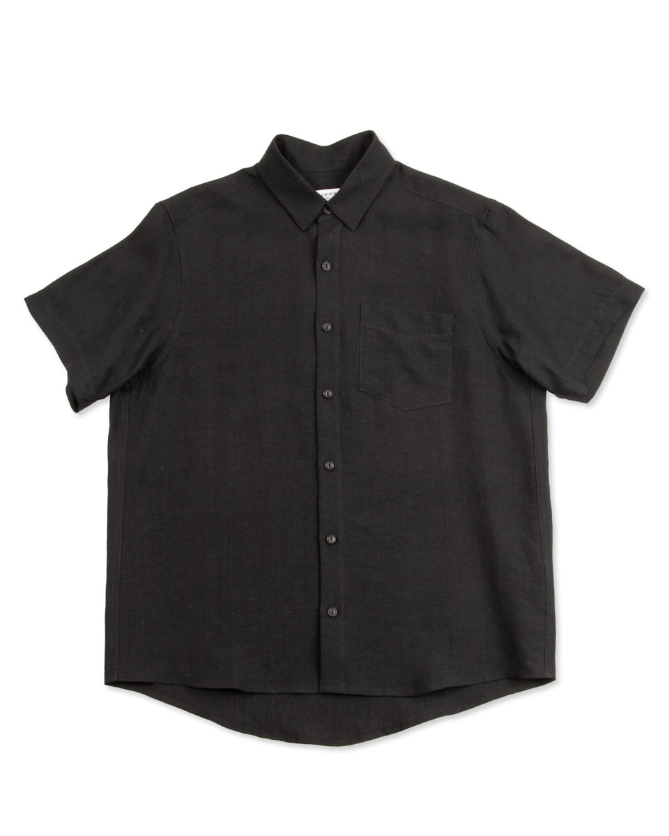 Blluemade Short Sleeve Shirt - Lightweight Black Belgian Linen Standard & Strange Blluemade Short Sleeve Shirt - Lightweight Black Belgian Linen Standard & Strange