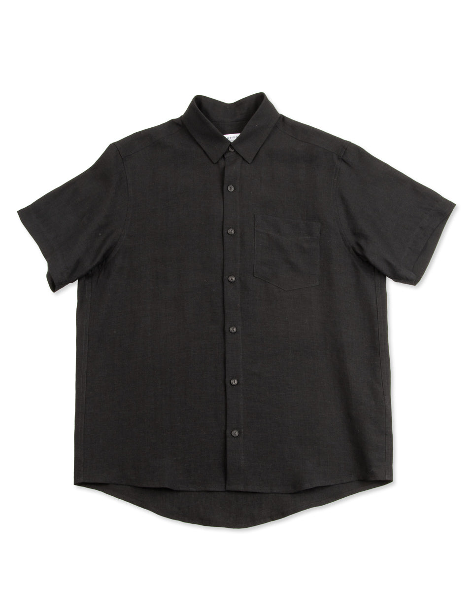 Blluemade Short Sleeve Shirt - Lightweight Black Belgian Linen - Standard & Strange