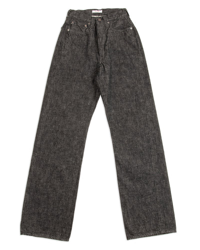 Fullcount 0107BK - Womens' Wide Straight "Monroe" - Black Denim - Standard & Strange