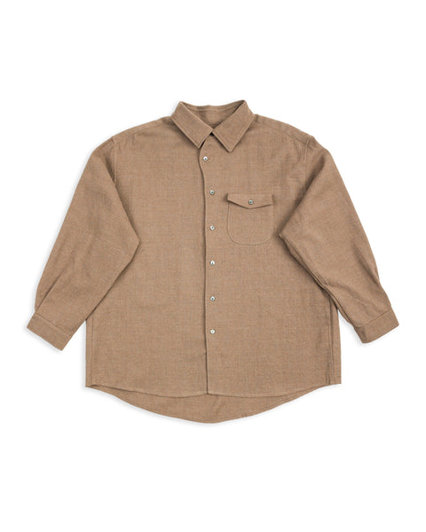 Slip On Bumpy Wool Shirt  - Chestnut Brown