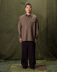 Slip On Bumpy Wool Shirt  - Chestnut Brown