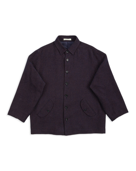 Velvet Yarn Cover Jacket - Navy Wool Rayon