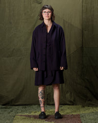 Velvet Yarn Cover Jacket - Navy Wool Rayon