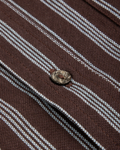 Brook L/S Shirt - Handwoven Plum/Indigo Kala Cotton Variegated Stripe