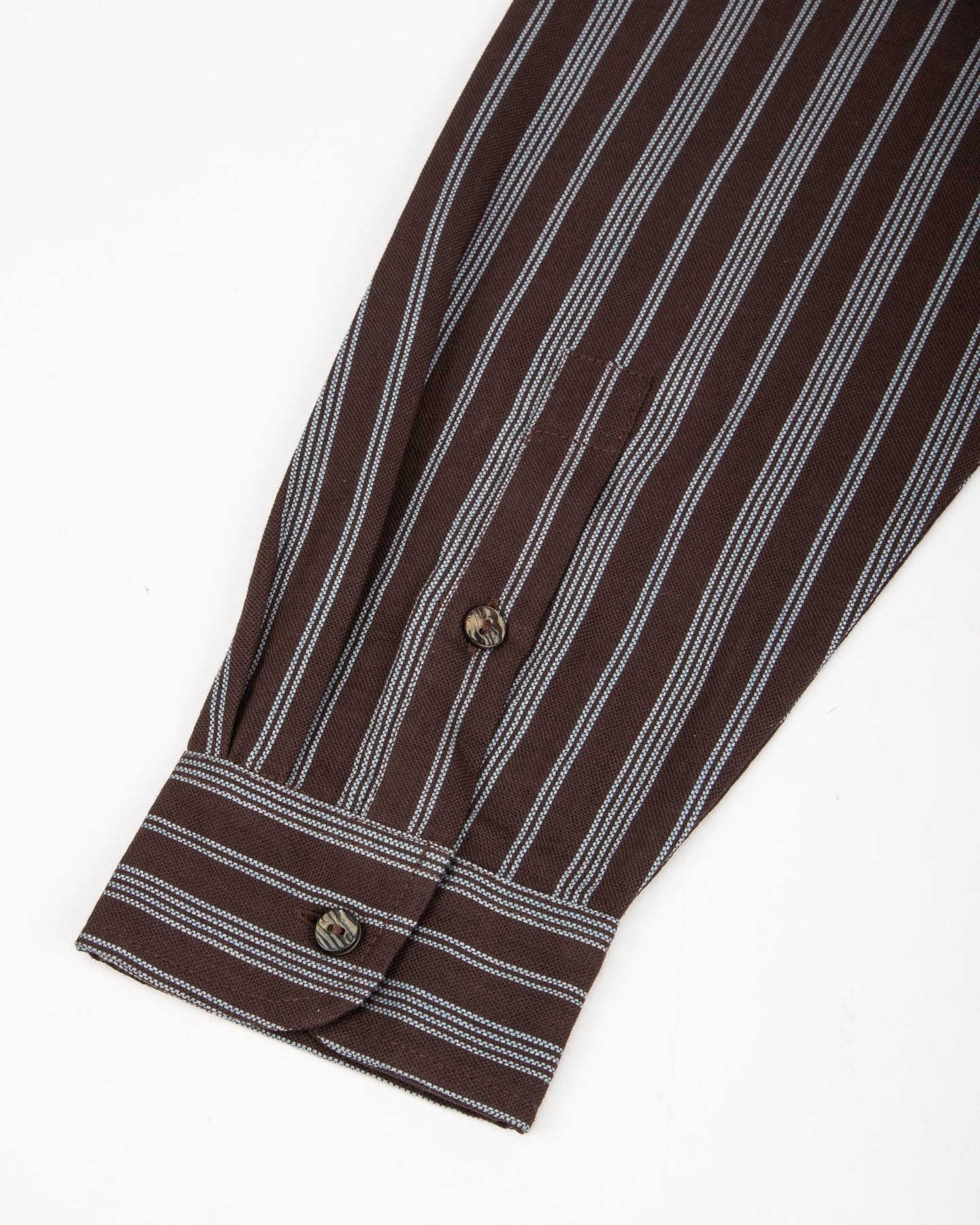 Brook L/S Shirt - Handwoven Plum/Indigo Kala Cotton Variegated Stripe