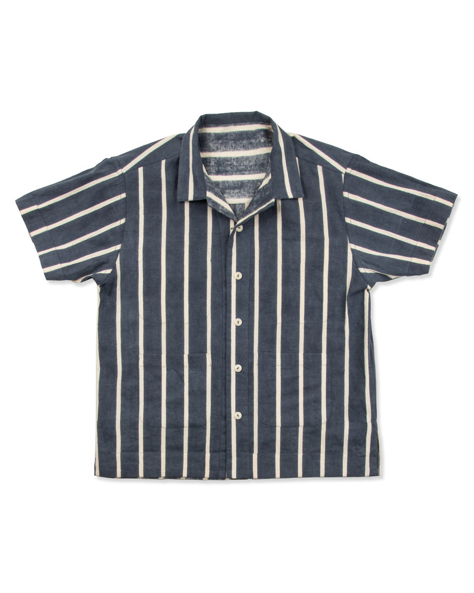 Indi + Ash Lake Camp Shirt Jac - Reversible Indigo Bold Stripe - Standard & Strange