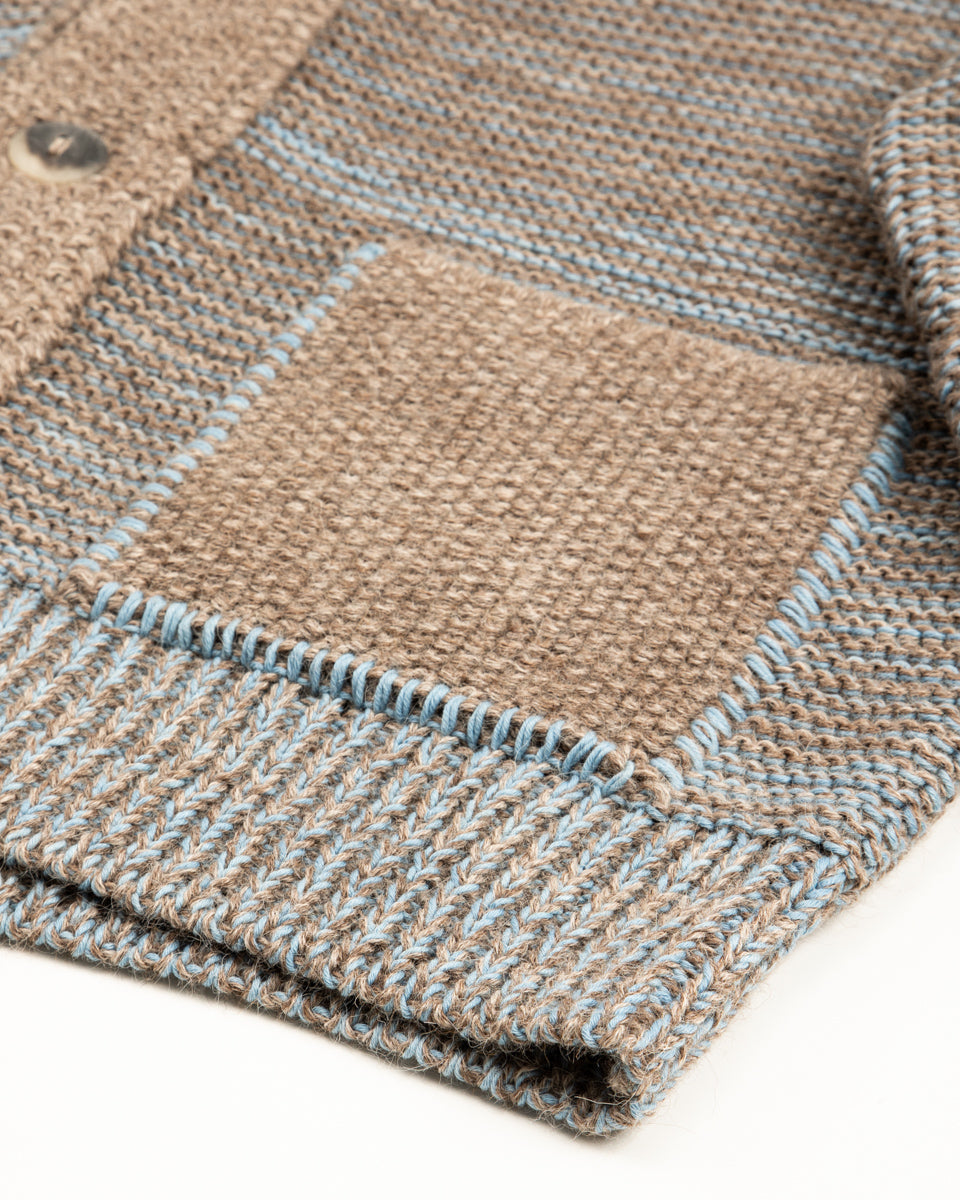 Indi + Ash Ren Cardigan - Undyed Brown Alpaca/Medium Indigo