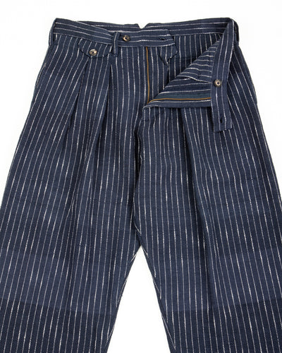 Shakoor Pant - Handwoven Dark Indigo/Ecru Ticking Stripe