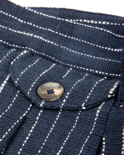 Shakoor Pant - Handwoven Dark Indigo/Ecru Ticking Stripe