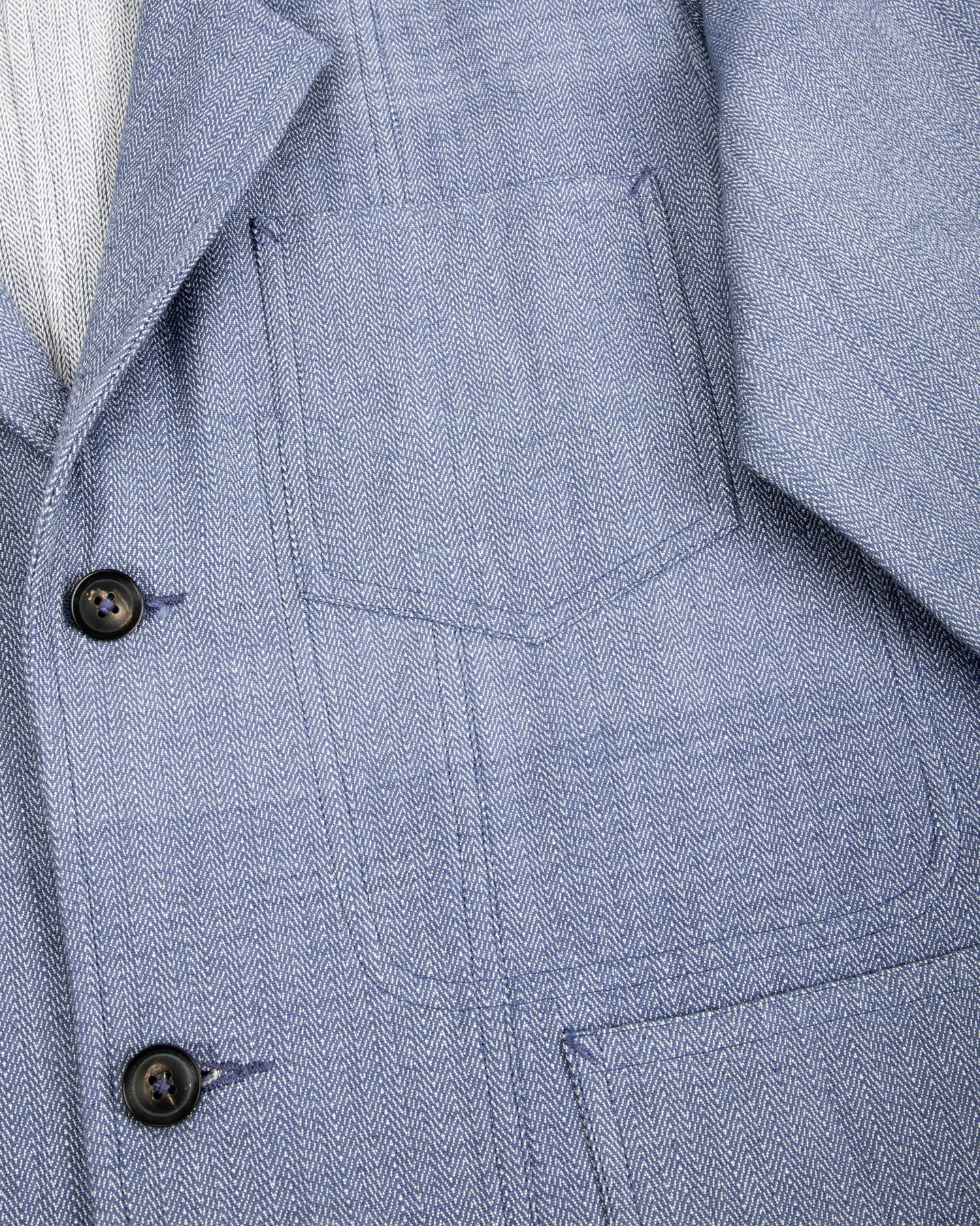 Study Jacket - Handwoven French Blue/Indigo Military Herringbone