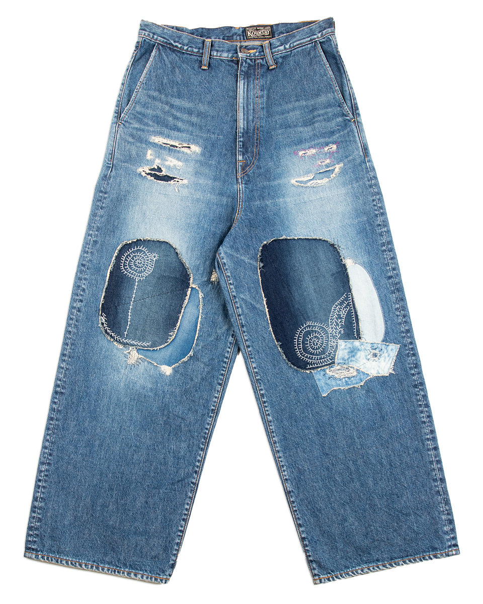 Kapital 14oz Denim PORT Baggy Pants (HIPPIE-Champetre Remake  