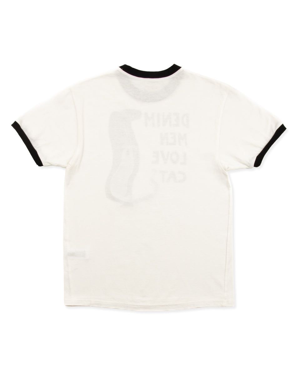 Kapital 20/-Jersey Ringer T (DENIM MEN LOVE CATS SCRATCH) - White - Standard & Strange