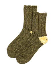 Kapital 56 Yarns MA-1 RAINBOWY HAPPY HEEL Socks - Khaki - Standard & Strange