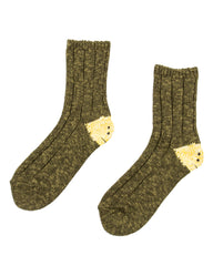 Kapital 56 Yarns MA-1 RAINBOWY HAPPY HEEL Socks - Khaki - Standard & Strange