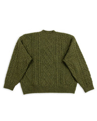 Kapital 5G Wool Cable Knit Elbow-CATPITAL Crew Sweater - Khaki - Standard & Strange