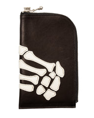 Kapital Leather THUMBS-UP BONE HAND ZIP Neck Pouch - Black - Standard & Strange