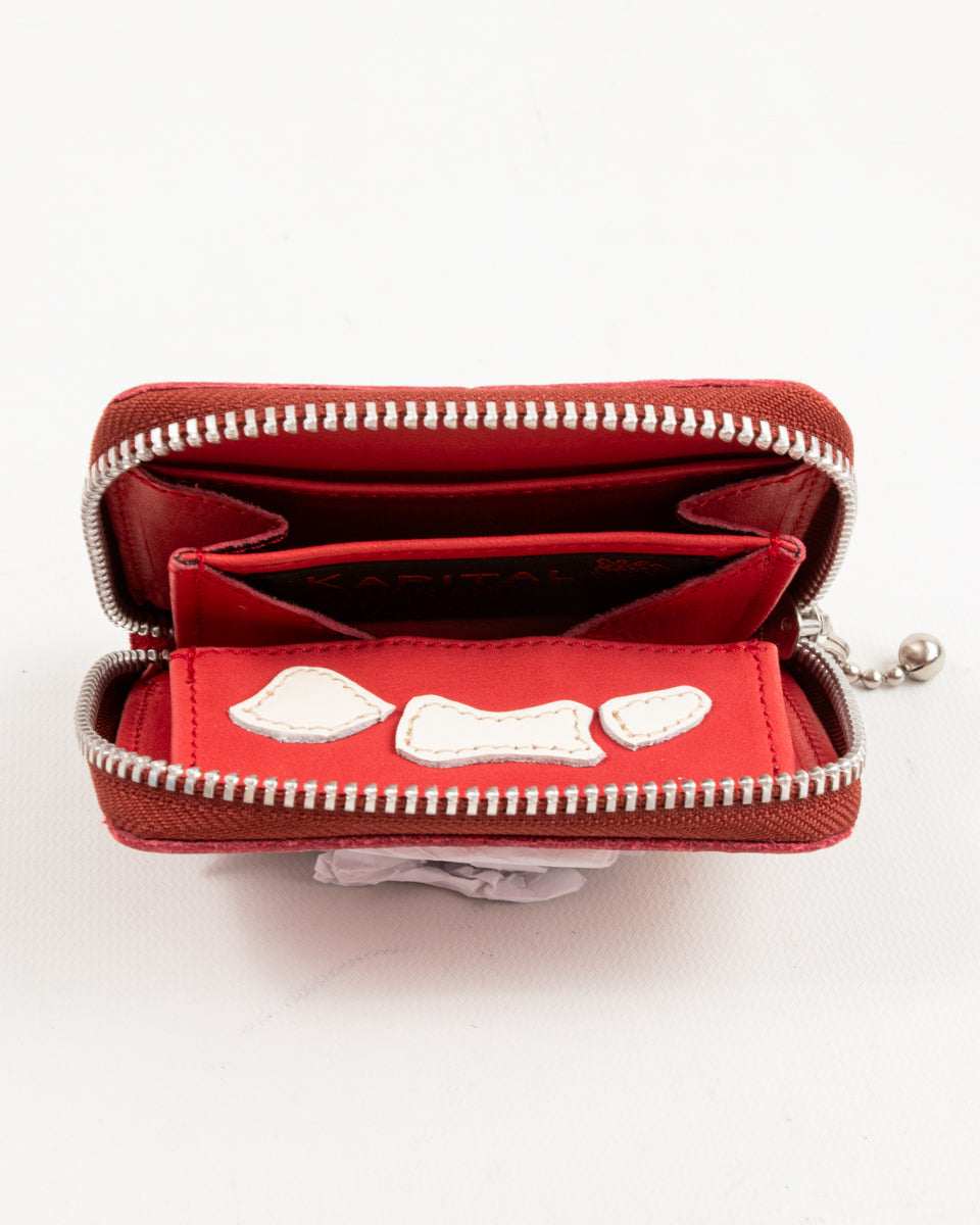 THUMB-UP BONE HAND ZIP Mini Wallet - Red