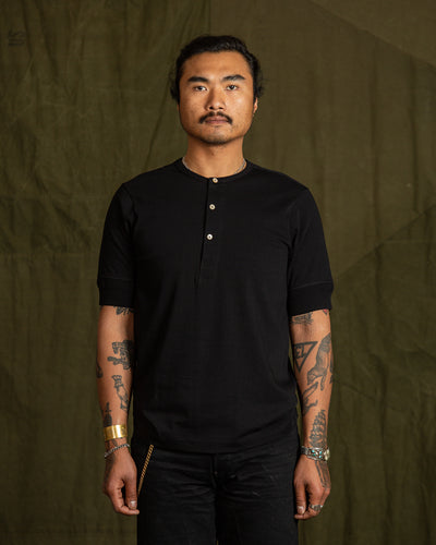 Merz b. Schwanen 207 Loopwheeled SS Henley - Black - Standard & Strange