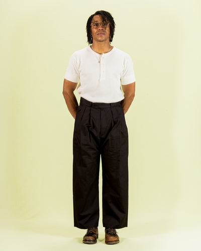 Monitaly Triple Tuck Wide Pants - Black Vancloth Oxford - Standard & Strange