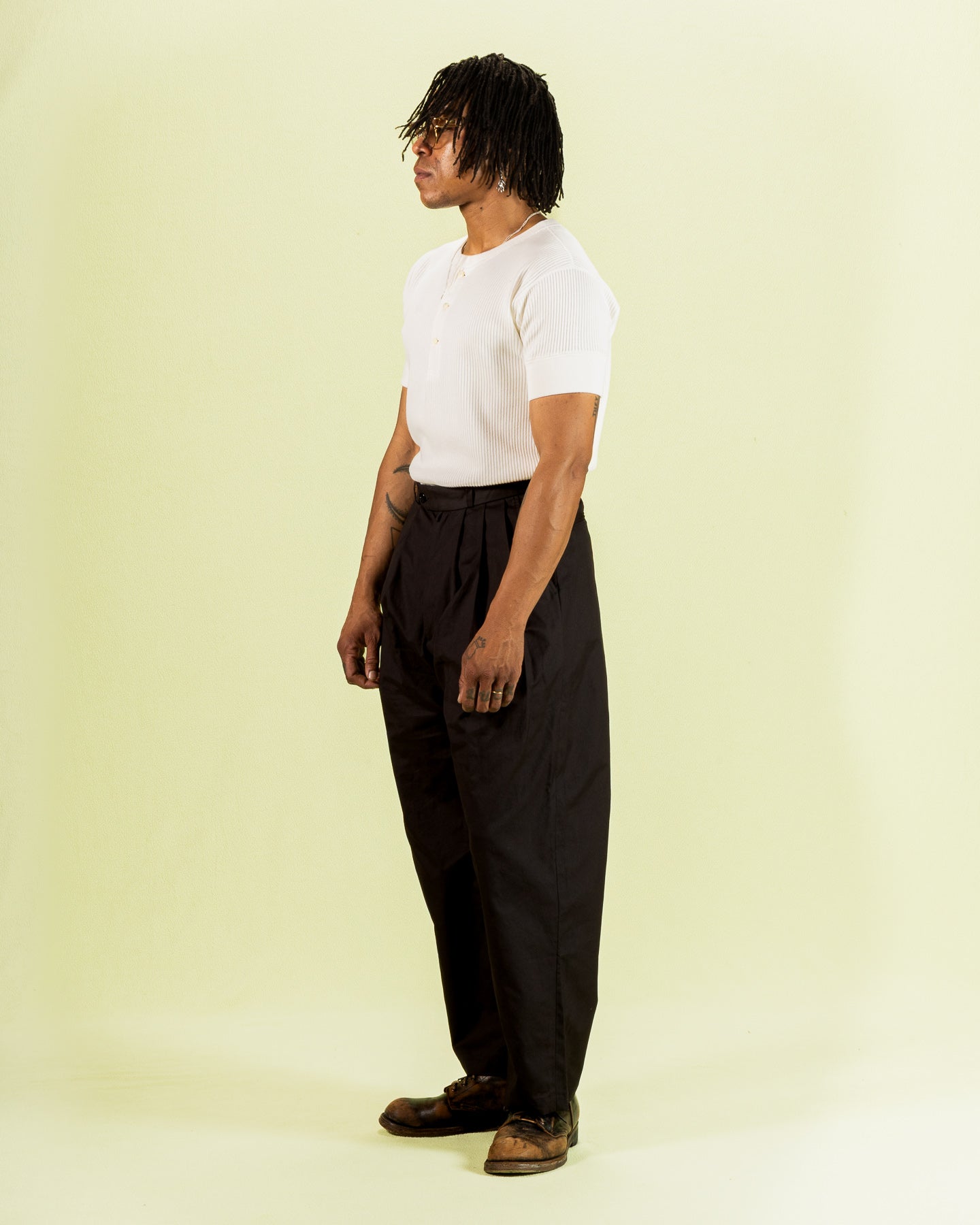 Triple Tuck Wide Pants - Black Vancloth Oxford – Standard & Strange