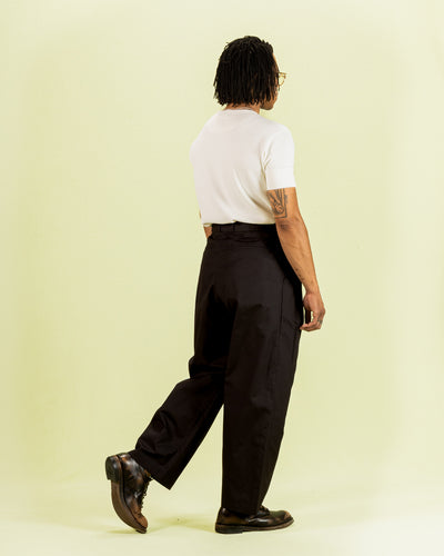 Monitaly Triple Tuck Wide Pants - Black Vancloth Oxford - Standard & Strange