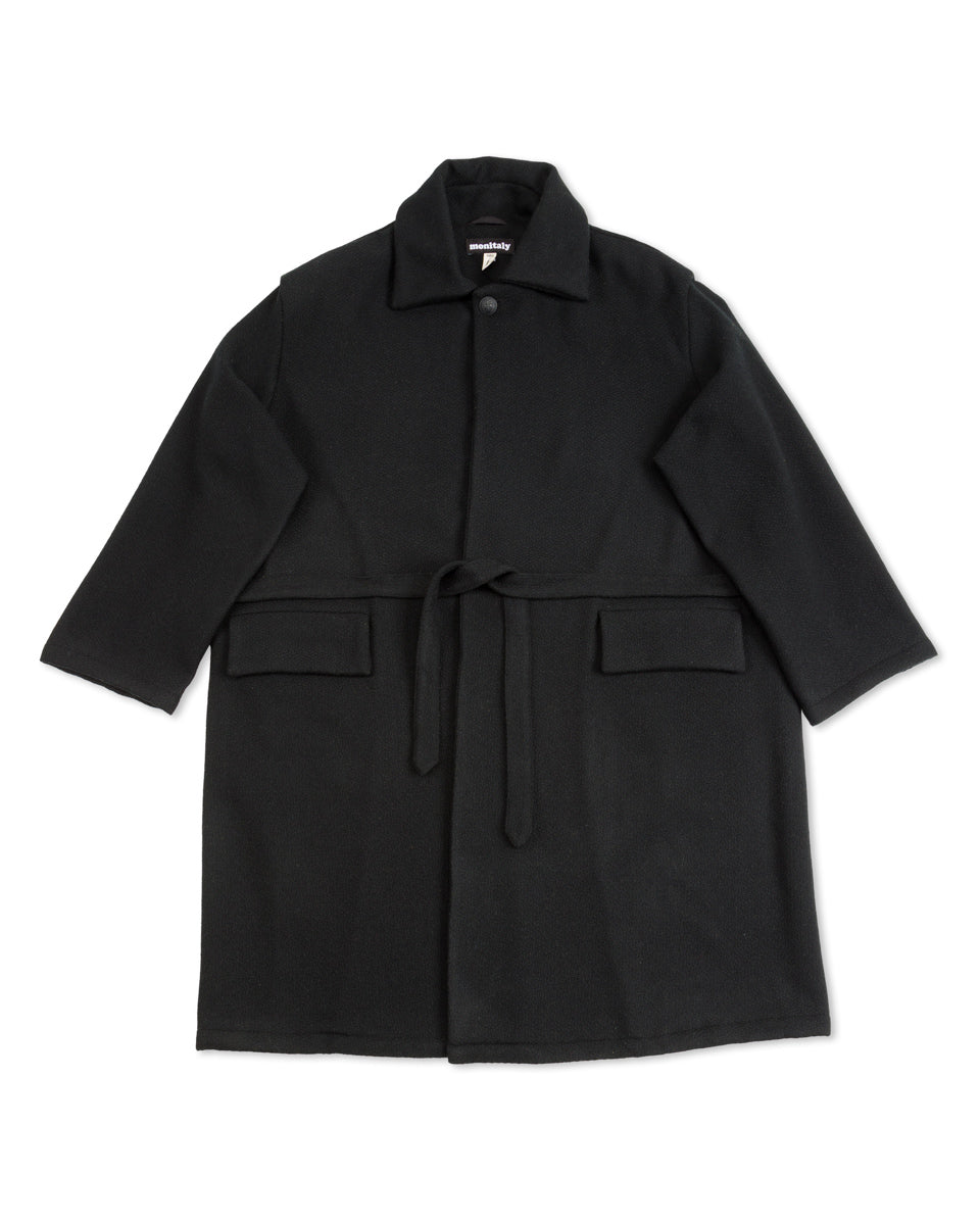 Monitaly Jute Coat - Black Wool Flannel Vicente - Standard & Strange